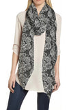 Rose Floral Print Scarf Lightweight